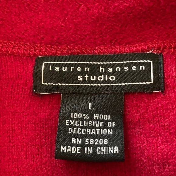 Lauren Hansen studio red 100% wool coat with black closers - Picture 3 of 11